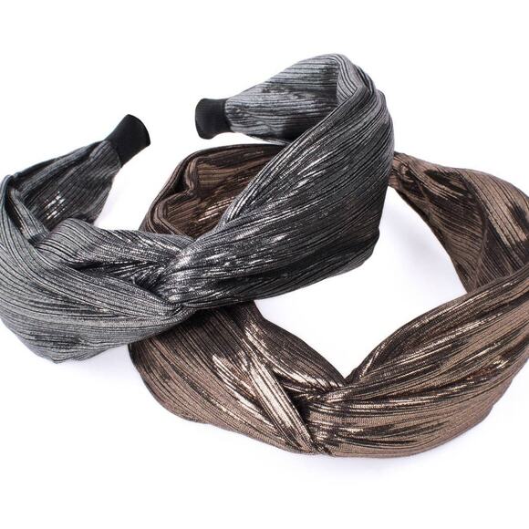 Knotted Headband with Metallic Texture Charcoal - Picture 3 of 3